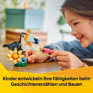Set LEGO Creator 3-in-1 Animale Salbatice Tukan Tropical cu Floare - 225 piese - Img 5
