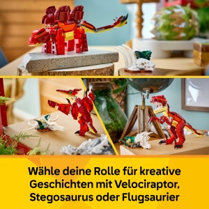 Set LEGO Creator 3in1 Dinozauri - Velociraptor, Stegosaurus, Pterosaur, 283 piese - Img 3