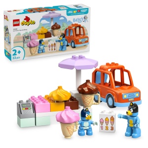 Set LEGO DUPLO Bluey 10458 Eisdiele cu masina si 2 figurine pentru copii 2 ani