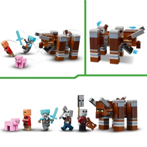 Set LEGO Minecraft - Verwuster la Postul de Plunderi - 665 piese, 4 Minifigurine - Img 5