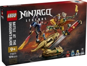 Set LEGO NINJAGO Showdown pe Drachenklinge - 1016 piese, 4 minifigurine, Mech si Dragon - Img 7