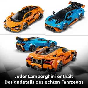 Set LEGO Speed Champions Lamborghini Revuelto si Huracan STO, 607 piese, 2 masini si 2 figurine - Img 4