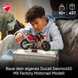 Set LEGO Technic Ducati Desmo450 MX Factory Motocicleta cu Lenkung si Federung, 457 piese - Img 2