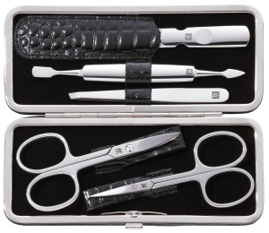 Set manichiura si pedichiura ZWILLING Kroko Edition, 5 piese, otel inoxidabil, negru