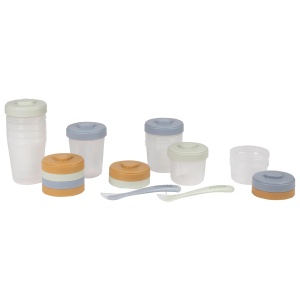 Set mese BEABA, 12 recipiente de stocare 2 linguri din silicon, galben - Img 2