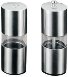 Set Metaltex 2 Piese Rasnita Condimente si Solnita Inox Ceramica Argintiu