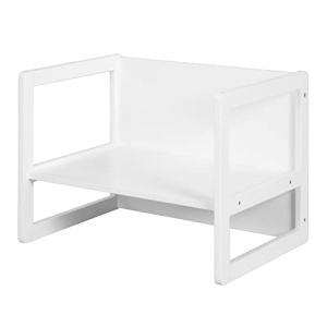Set mobilier copii roba - banca si hocker 3 in 1, alb, din MDF - Img 10