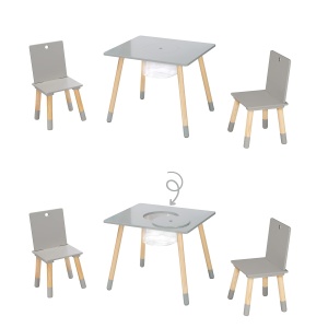 Set mobilier copii Roba din lemn 3 piese masa cu spatiu de depozitare si 2 scaune grinatural - Img 7
