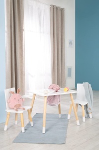 Set mobilier copii Roba masa si 2 scaune albnatur cu spatiu de depozitare - Img 6