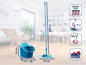 Set Mop pentru Pardoseala Leifheit POWER CLEAN, Eimer 10L, Wischbezug Microfiber - Img 9