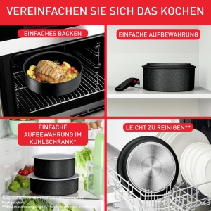 Set oale Tefal Ingenio Black Stone L39996, 4 piese, antiaderent, compatibil inductie, negru - Img 2