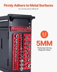 Set organizator de prize VEVOR, 3 piese, tavi de prize SAE de 1/4 inch, 3/8 inch si 1/2 inch, pentru pana la 68 de chei tubulare standard si adanci (cheile tubulare nu sunt incluse) - Img 3