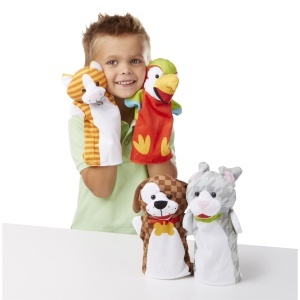 Set papusi de mana Melissa Doug, 4 piese, animale, material moale, lavabil - Img 8
