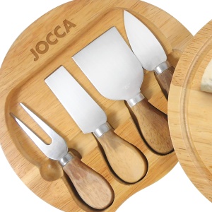 Set pentru branzeturi Jocca suport din lemn 20 cm cu 4 cutite din inox - Img 7
