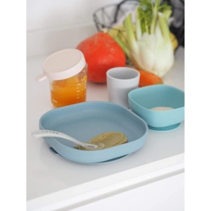 Set pentru masa bebelusi Beaba din silicon cu ventuza antiderapant 4 piese Jungle - Img 5