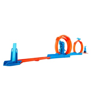 Set Pista Hot Wheels cu 3 Loopinguri, Auto Die-Cast 164, Sistem Rapid de Asamblare - Img 5