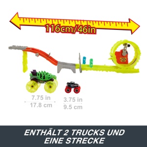 Set Pista Hot Wheels Monster Trucks cu 2 Masini Skelesaurus si Bone Shaker, 164 - Img 3