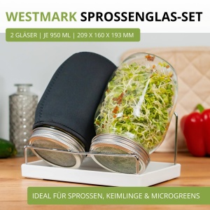 Set Sprossenglas Westmark, 2x950 ml, cu capac din inox si abtropfsistem - Img 2