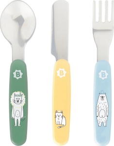 Set tacamuri copii Badabulle 3 piese - din otel inoxidabil margini rotunjite BPA-free