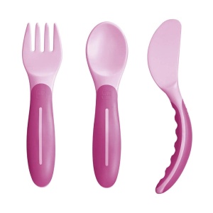 Set Tacamuri MAM Babys Cutlery, rutschfest, pentru copii, roz