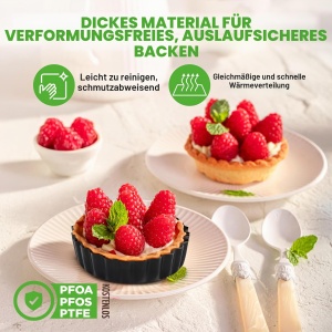 Set Tarteform Nutrichef 10 Mini Tartelette 10 cm, Carbonstahl, Antihaft - Img 6