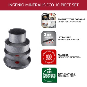 Set tigai Lagostina Ingenio Mineralis Eco 10 piese antiaderent aluminiu reciclat - Img 5