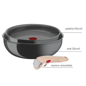 Set Tigai Lagostina Ingenio Vivissima, 24 cm si Wok 26 cm, Ceramica, Bej - Img 2