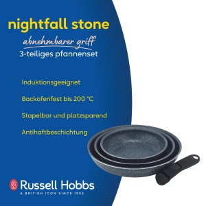 Set tigai Russell Hobbs Nightfall Stone, 20, 24 si 28 cm, antiaderente, cu maner detasabil - Img 2