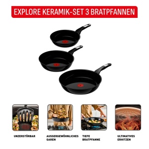 Set tigai Tefal Explore On Keramik G2149132, 202428 cm, antiaderente, compatibile inductie, negru - Img 3