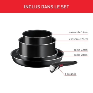 Set tigai Tefal Ingenio Easy On 2228 cm maner detasabil antiaderente fara PFOA - Img 2