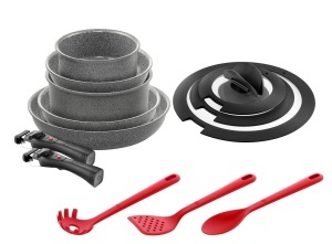 Set vase de gatit BALLARINI Torre 13 piese aluminiu manere detasabile inductie gri
