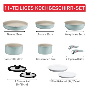 Set vase de gatit Tefal Ingenio Serenity 11 piese design compact antiaderent Mineralia - Img 8