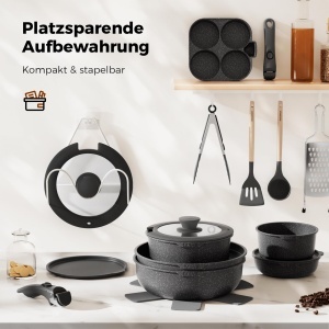 Set vase YASHE 20 piese antiaderent compatibil inductie manere detasabile - Img 5