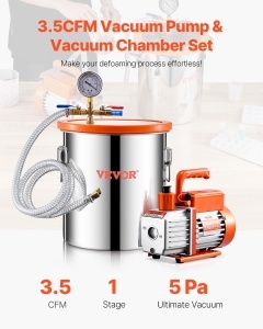 Set VEVOR VP125 Vakuumkammer 1893L si Pompa 35 CFM pentru Entgasare Rasini si Silicon - Img 2
