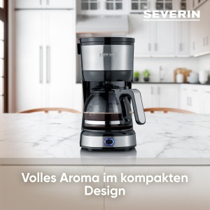 SEVERIN Aparat de cafea compact, cafea aromata cu aparat de cafea pentru pana la 4 cani, aparat de cafea la filtru cu filtru pivotant permanent, otel inoxidabil/negru, KA 4808 - Img 3