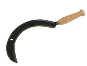 Sichel de cosit KERBL 50335, 41 cm, maner din lemn, cu protectie pentru lama - Img 2