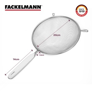 Sieb din inox Fackelmann 20 cm, cu maner din plastic albsilber, spulberabil - Img 2