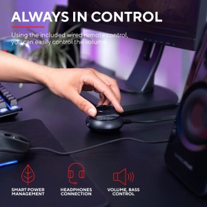 Sistem de difuzoare pentru jocuri Trust Gaming GXT 38 2.1 cu subwoofer (pentru tableta smartphone/PC, 120 wati), 19023, negru/rosu - Img 4