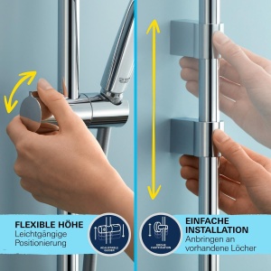 Sistem de dus GROHE Vitalio Joy 260, crom, cu 3 tipuri de jet, termostat si suport - Img 6
