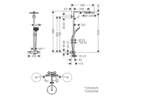 Sistem de dus hansgrohe Raindance Select S 240, 3 tipuri de jet, bronz periat - Img 5