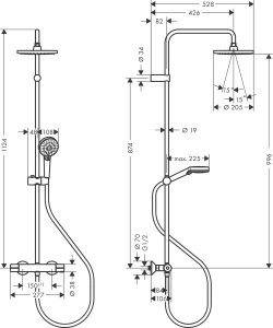 Sistem de dus hansgrohe Vernis Blend cu termostat, cap de dus 205 mm, crom - Img 6