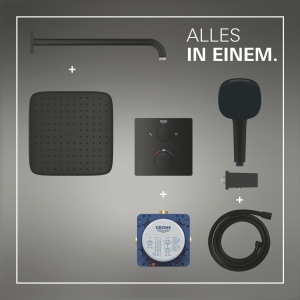 Sistem de dus incastrat GROHE Precision 250 25 cm negru mat cu termostat si functie de economisire a apei - Img 10