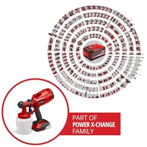 Sistem de pulverizare a vopselei fara fir Einhell TC-SY 18/60 Li-Solo Power X-Change (Li-Ion, 18 V, debit 650 ml/min, recipient de vopsea de 800 ml, inclusiv duza de 2,0 mm si 2,5 mm, livrat fara baterie si fara incarcator) - Img 2