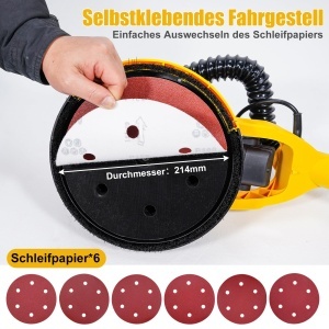 Slefuitor de perete HYCHIKA 750W cu maner telescopic si absorbtie de praf - Img 8