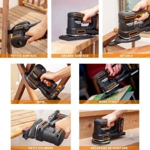 Slefuitor electric WORX WX820.9 5-in-1, 20V, Negru - Img 8