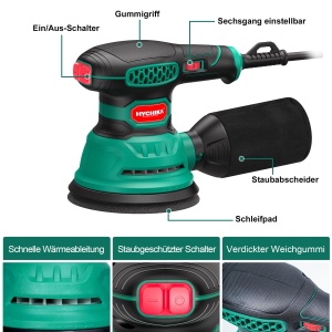 Slefuitor orbital HYCHIKA 300W 125mm 6 viteze cu 16 discuri abrazive - Img 6