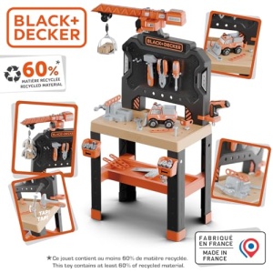 Smoby BlackDecker Banc de Lucru pentru Copii 87 Accesorii Kran si Reciclare - Img 5