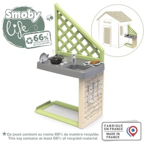 Smoby Life - Accesorii bucatarie de vara - Bucatarie de joaca in aer liber pentru copii cu gratar, chiuveta si accesorii - Potrivit pentru Neo Jura Lodge si alte case - Rezistent la UV si fabricat din plastic reciclat, de la 2 ani - Img 2