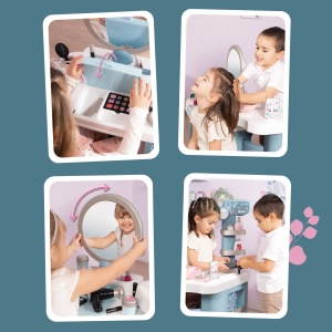 Smoby - My Beauty Center Beauty Studio - Masa de toaleta cu functii electronice si mecanice, multe accesorii, pentru copii de la 3 ani - Img 3