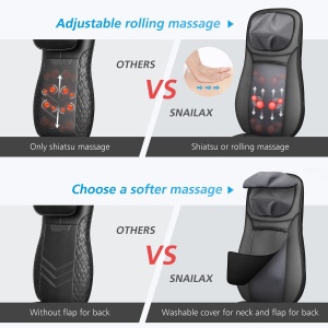 Snailax Massagesitzauflage Shiatsu Functie de Incalzire si Vibratie Masaj pentru Spate si Corp - Img 4